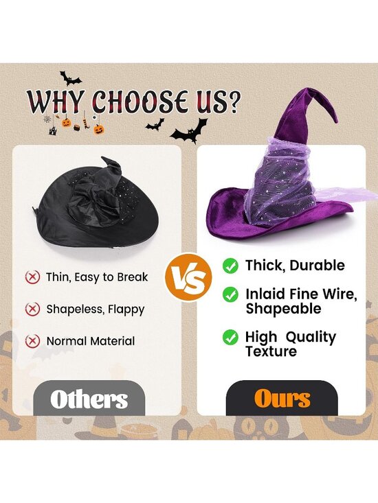 Vintage Purple Velvet With Mesh Witch Hat for Women Halloween Costume Accessory main image 7